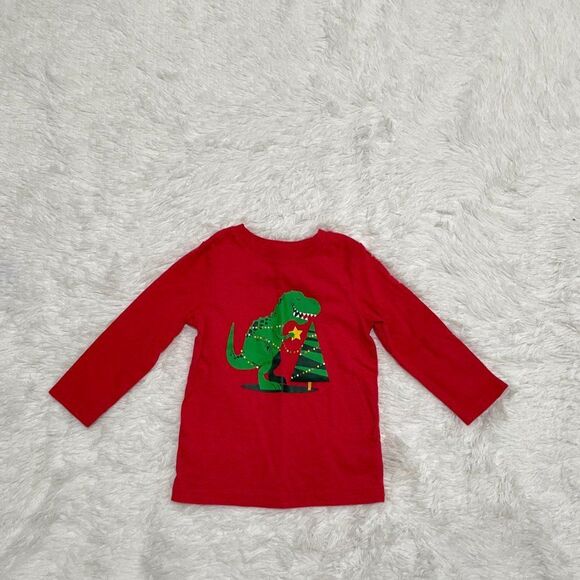 3/$10 Toddlers Cat and Jack Red Christmas Long Sleeve Top Size 2T - Picture 2 of 6